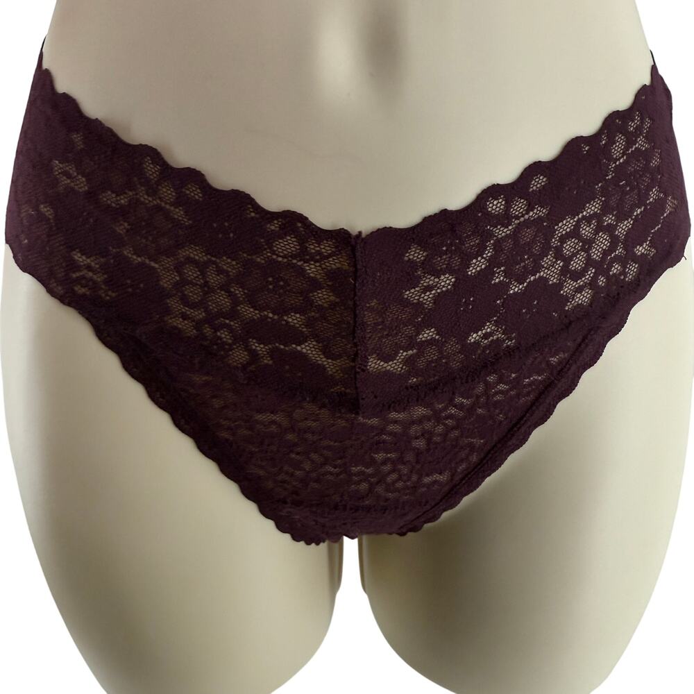 Aerie Burgundy All Over Lace Bikini Panty Womens Large